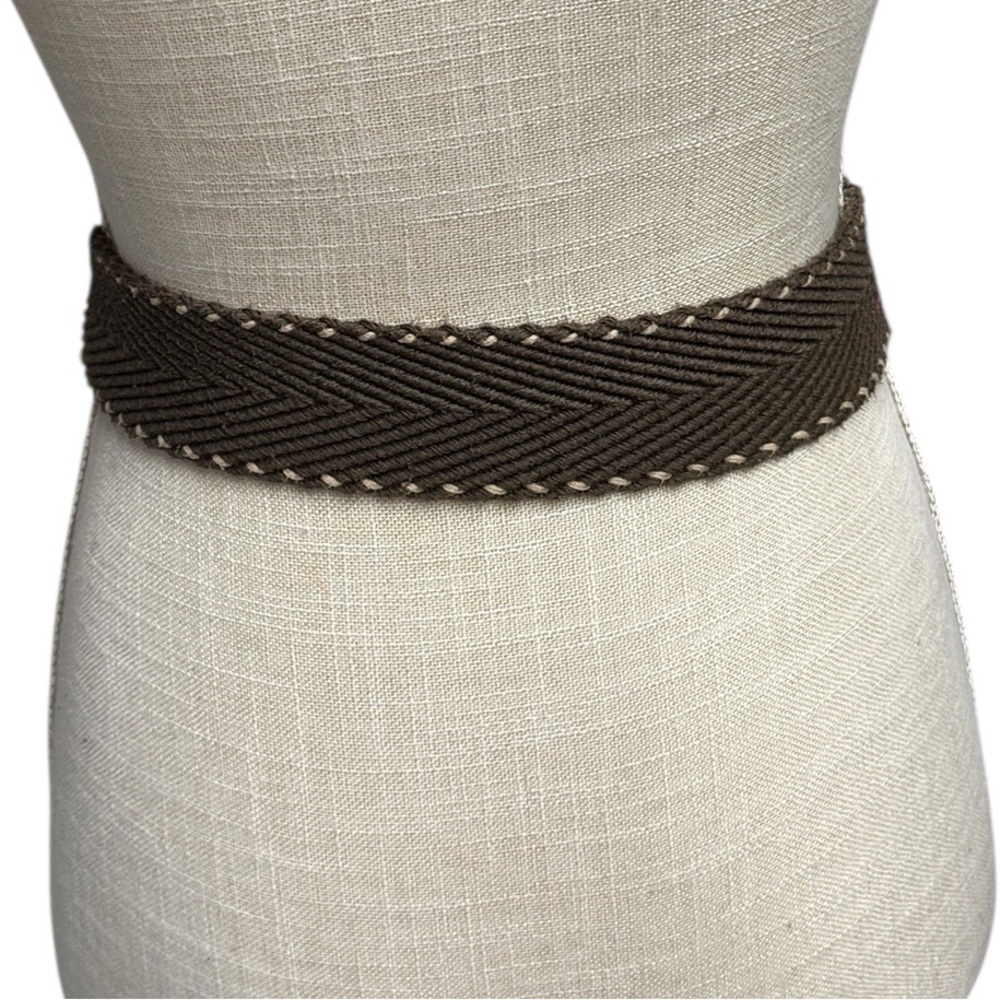 Brown Woven Canvas D Ring Belt Casual Boho Utility Waist Belt - Picture 9 of 9